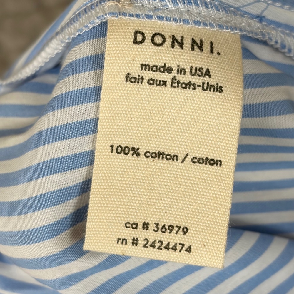 DONNI Blue White Striped Poplin Pants Wide Leg Cotton Rope Drawstring S - Picture 8 of 9
